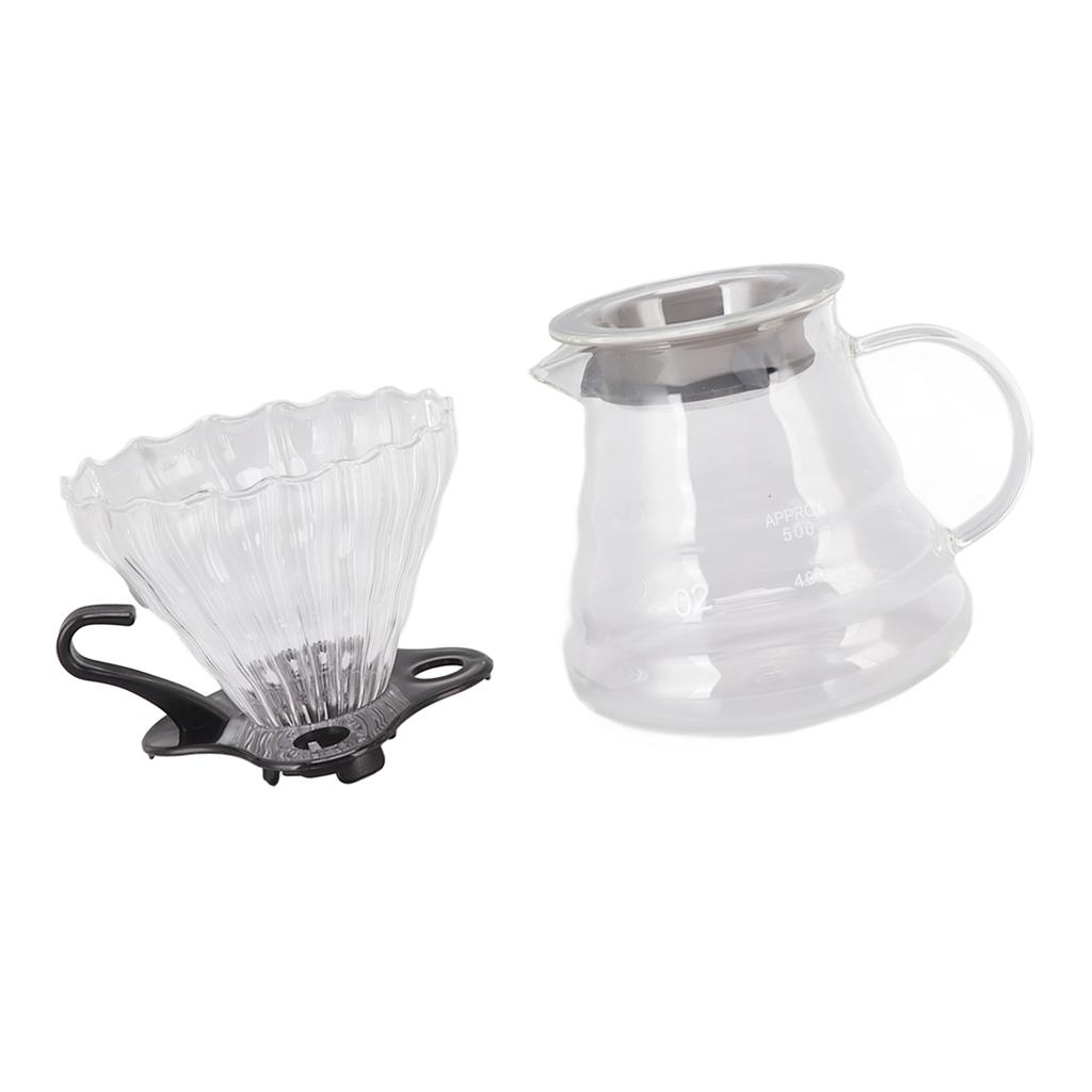 Pour Over Coffee Maker 600ML Glass Coffee Dripper Pot with Filter Cup and Paper for Home Shop