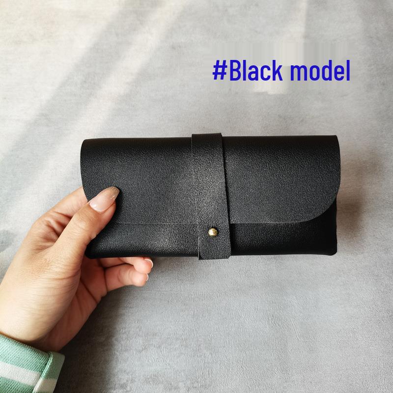 Retro Literary Minimalist Soft Leather Eyeglass Case - Portable Anti-Pressure Sunglasses Pouch for Girls