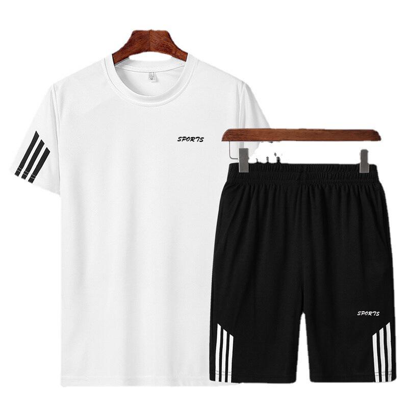 Men's Quick-Dry Summer Sports Set: Breathable Short Sleeve T-Shirt & Five-Point Shorts for Running