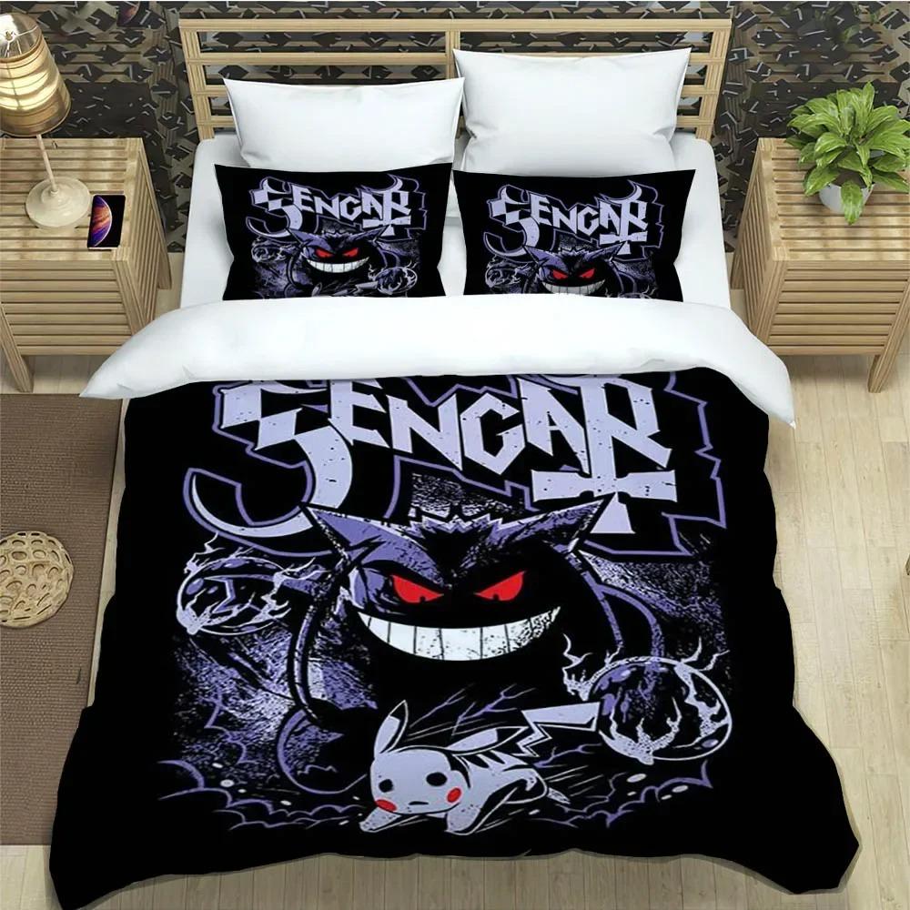 Cartoon Gengar Print Bedding Set Duvet Cover Comforter Bed Youth Kids Girl Boys Luxury Birthday Gift