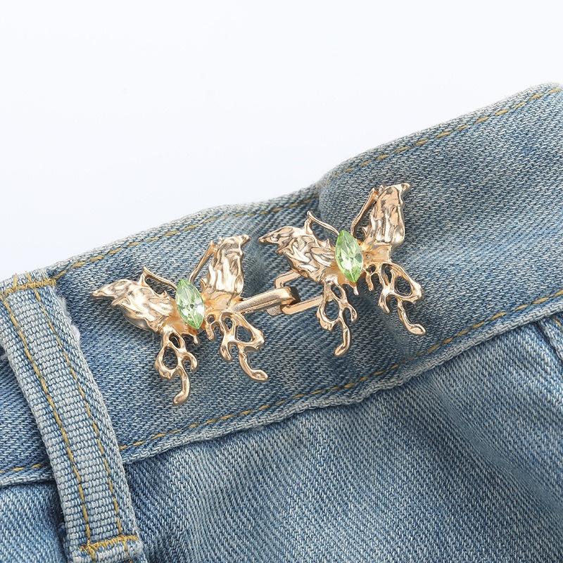 Butterfly Pant Waist Tightener Adjustable Waist Buckle Set Detachable Button Tightener Button Adjuster Buttons Pins For Jeans