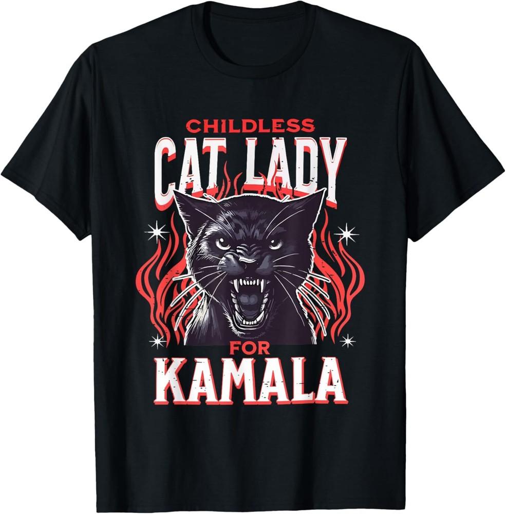 Childless Cat Lady For Kamala Harris 2024 President Election T-Shirt, Size S-5XL