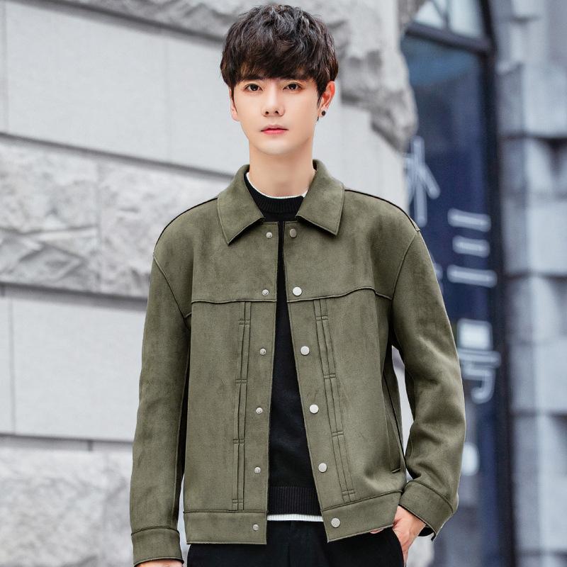 

Замшевая куртка мужская весенне-осенняя куртка с лацканами корейская версия повседневная свободная оснастка хулиганский красивый ретро топ 2XL зелёный