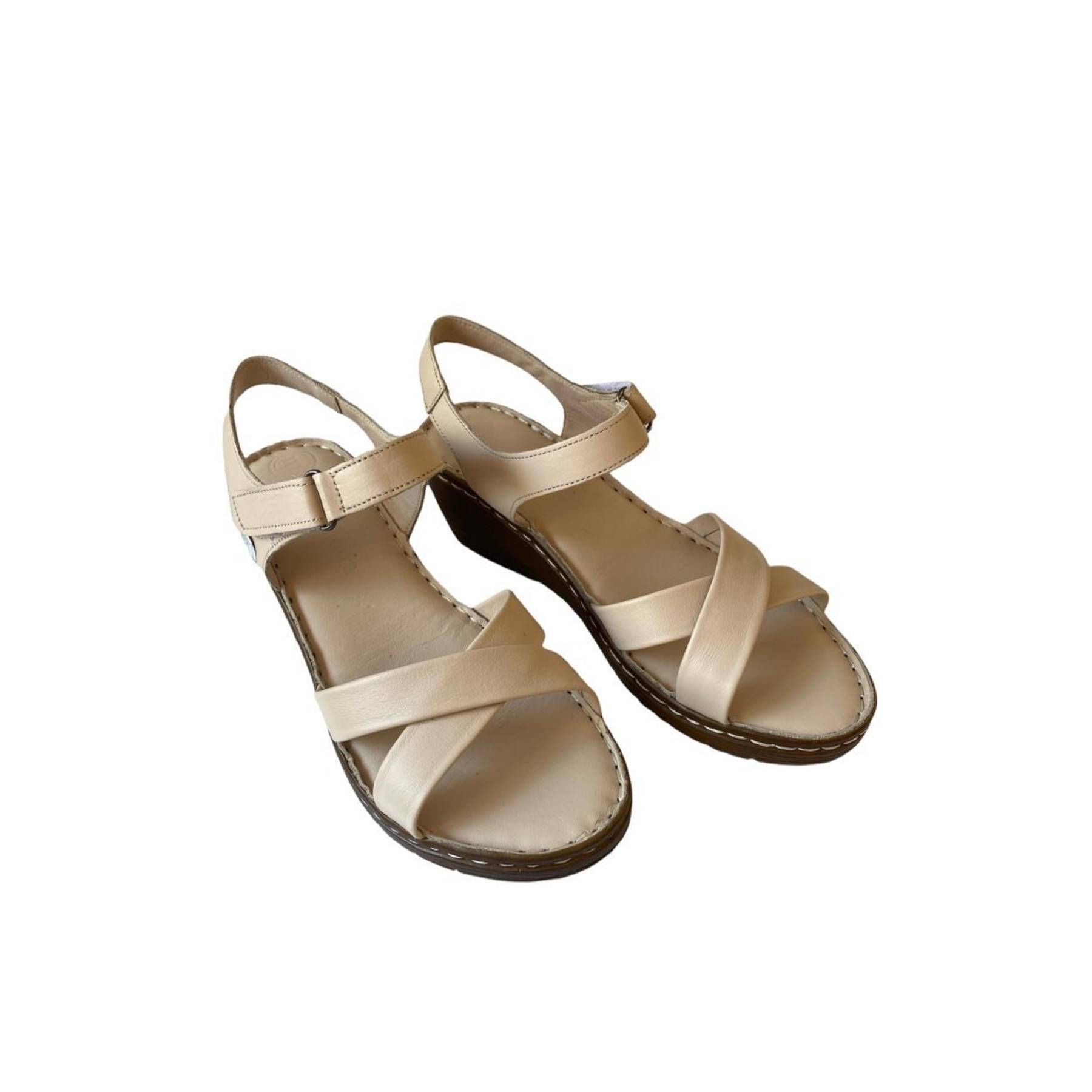 

Женские сандалии из натуральной кожи Ysc Бежевого цвета Cm Comfort Casual Quality Style Светлые сандалии