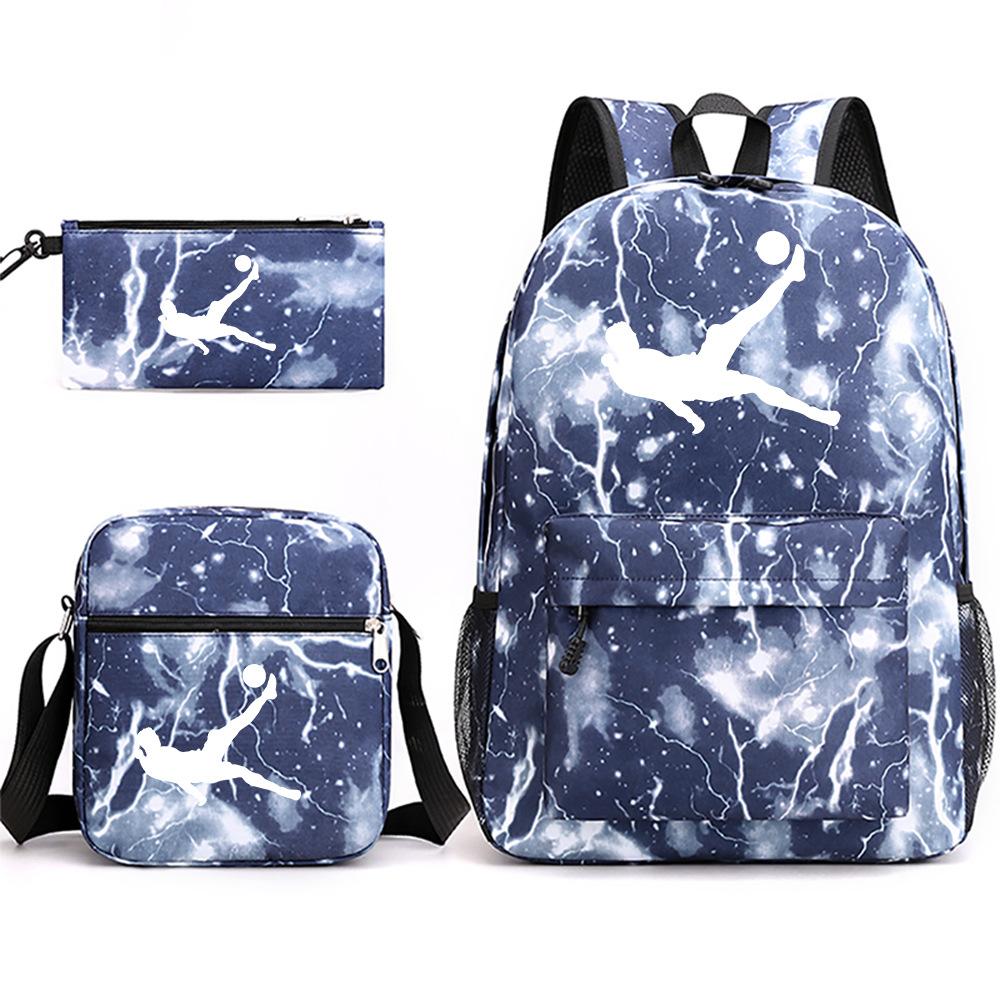 Large capacity schoolbag with shoulder strap; student three-piece pencil case set