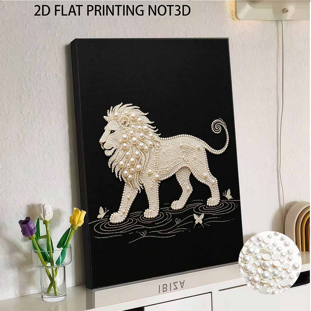 DIY Pearl Embroidery Diamond Painting Kit Majestic Lion Sparkling Beads Art Craft Handmade Decoration Gift for Home