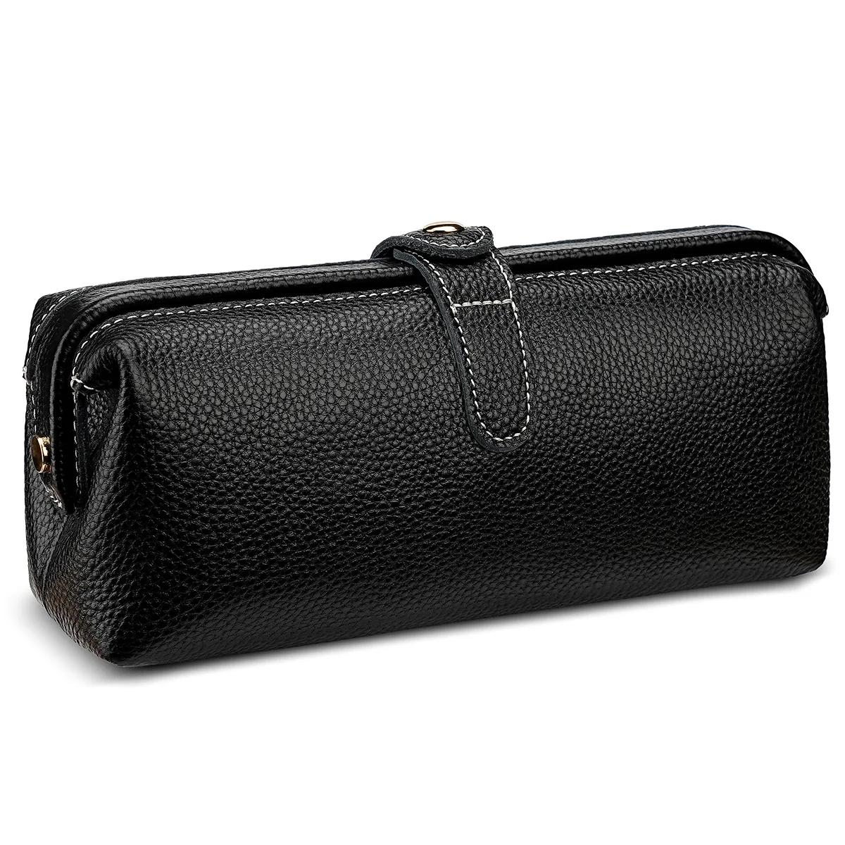 

Retro Crazy Horse Leather Mobile Phone Bag Women Clutch Bag Top Layer Leather Wallet Multifunctional Toiletry Bag for Cosmetics чёрный