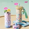 COOKER KING 600ML Insulated Cup with Straw Stainless Steel Thermos Cup Painted Pattern Coffee Mug Outdoor Sports Water Cup