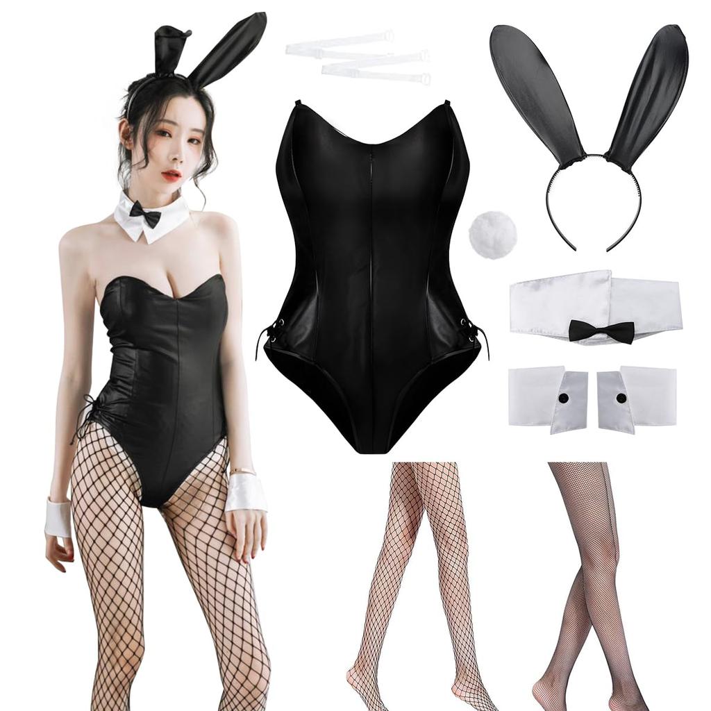 Bunny Girl Cosplay Rabbit Leotard Sexy Rabbit Costume Bunny Cute Outfit Fancy Dress Gift Leather Faux Leather Fishnet Tights X 2 Bunny Ears Tail 7