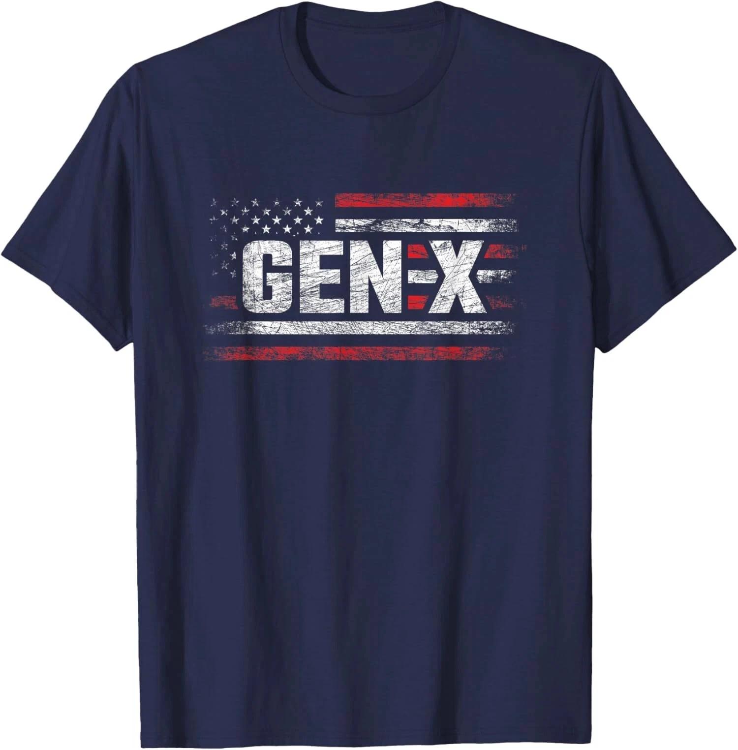 

Gen X American Flag Vintage Theme Proud to Be Gen X Unisex T-Shirt S