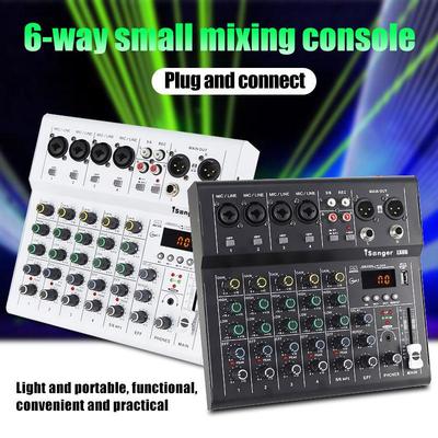 Professional 4-Channel Bluetooth Mixer with 48V Power and Reverb for Home Recording and Performances