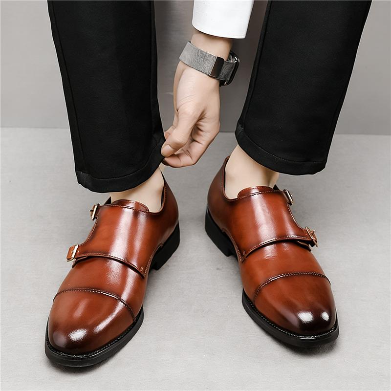 New Britain Gentleman Black Brown Monk Strap Slip On Shoes For Men Casual Loafers Business Formal Dress Footwear Zapatos Hombre