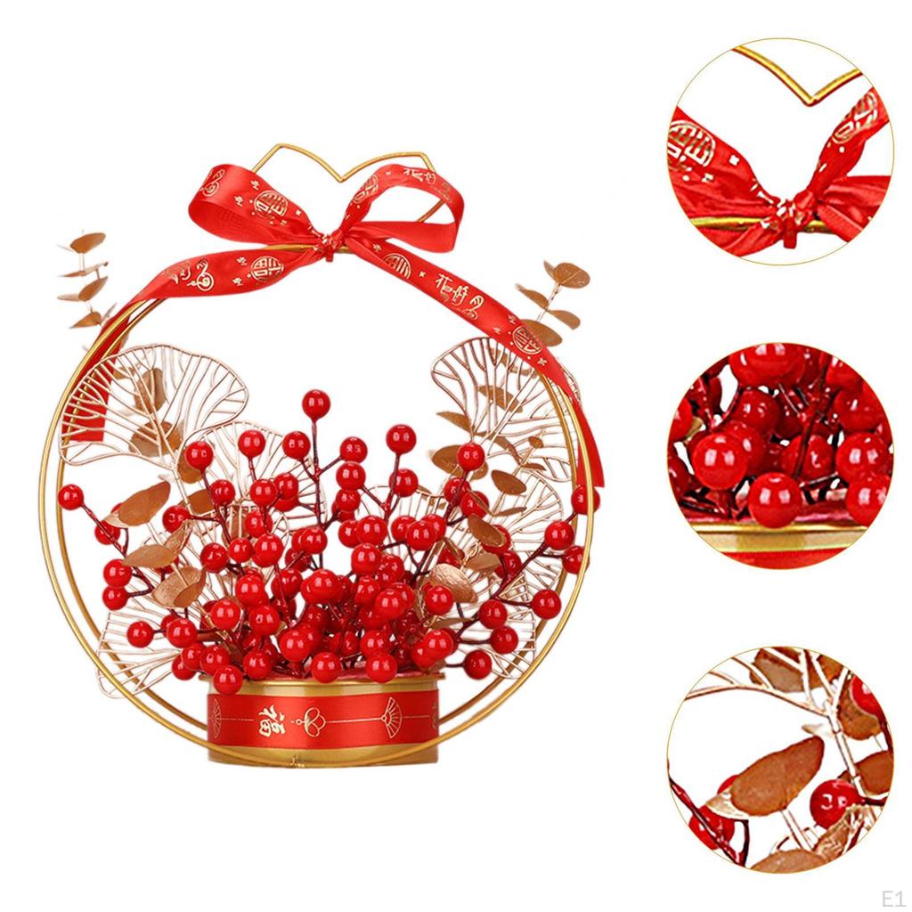 Fake Flower Blessing Bucket Desktop Ornament Chinese Year Decoration Spring Festival Decor for