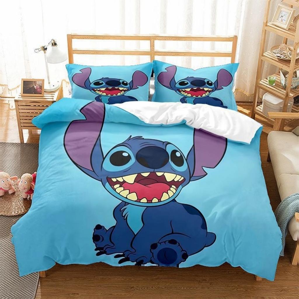 Hot Sale 3D Cool Stitch Cute Anime Kids Duvet Cover Sets Cartoon Bedding Set Children Room Bed Pillow Case for Teens Gifts