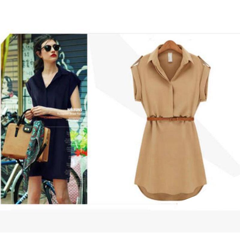 Elegant Summer Women's Shirt Dress In Chiffon With A Casual And Loose Fit