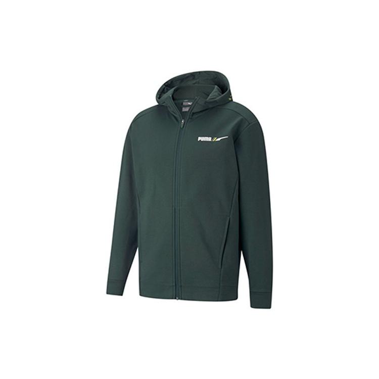 PUMA Winterized Logo Sports Fleece Lined Hooded Jacket Green Men s 846528-80 M