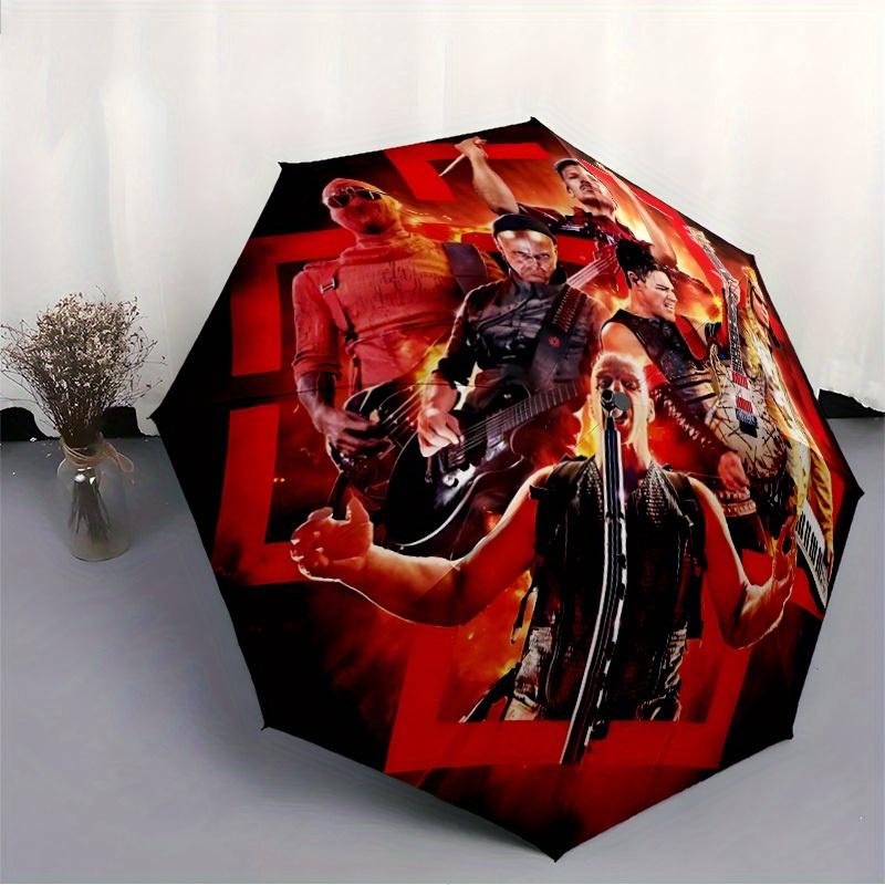 1pz Ombrello Rammstein Apri/Chiudi Automatico, Ombrello Compatto Portatile a 3 Pieghe per Uomo e Donna, Regalo Perfetto per Compleanno132
