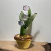 Mini Glass Flower Figurine Transparent Hand Blown Faux Crystal Flower Bouquet In Pot for Birthday Mother's Day Wedding Women Mom Office Home Table