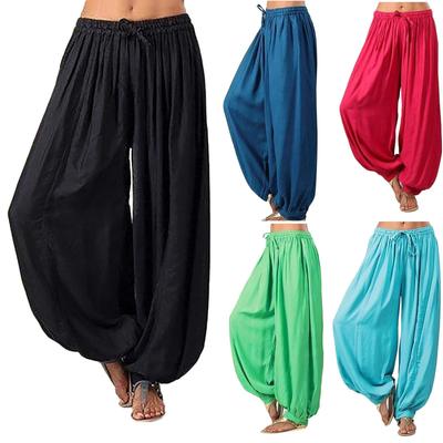 Women's Autumn Solid Color Loose Large Size Elastic Band Wide Leg Pants Trousers