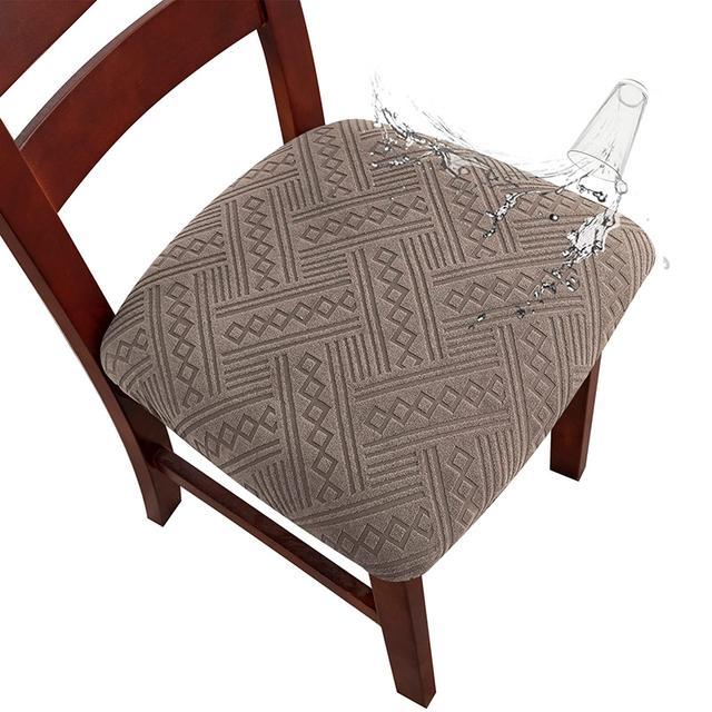 Levivel Waterproof Plain Colour Chair Cover Stretch Jacquard Spandex Seat Cushion Cover Elastic Chair Protector For Dining Room 15 Colors