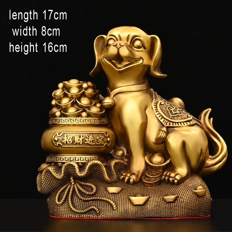 Creative Pure copper good fortune Dog Sculpture Decor Buddha hall worship porch handicraft Crafts Decor small Dog Sculpture, 1Pc