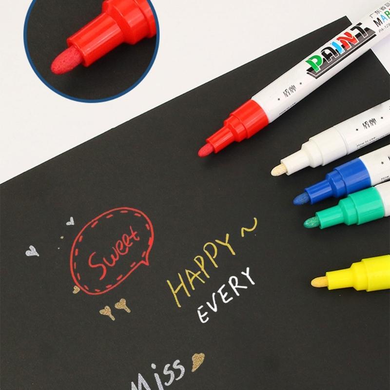 12Pcs Oil Based Paint Pens 3mm Tip Waterproof Paint Markers For Industrial Marking On Metal Wood Glass And Plastic