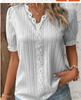 2023 Summer Women's European and American Fashion Hollow Short-Sleeve Shirt