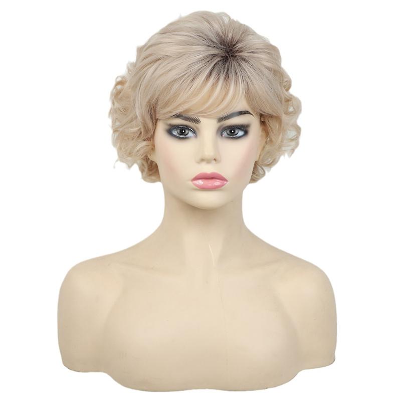 

Синтетический короткий белый парик старой леди, нарядный парик бабушки, ожерелье для волос, Рождество, Хэллоуин, женские парики белый