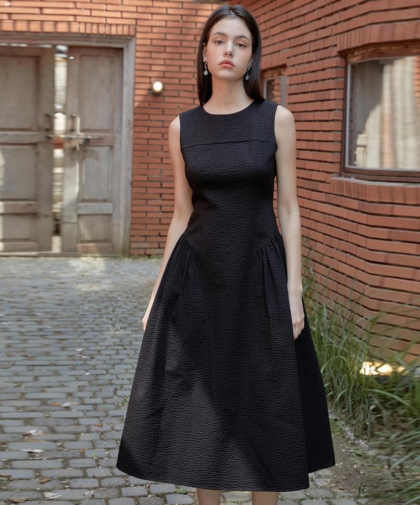 Julie And Kara 24Ss Julie29 Secret Garden Aura Seersucker Dress Black
