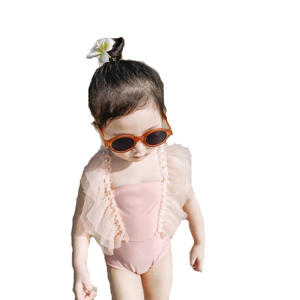 Girls' One-Piece Quick-Dry Swimsuit with Tulle Skirt - Princess Fairy Style for Toddlers and Children