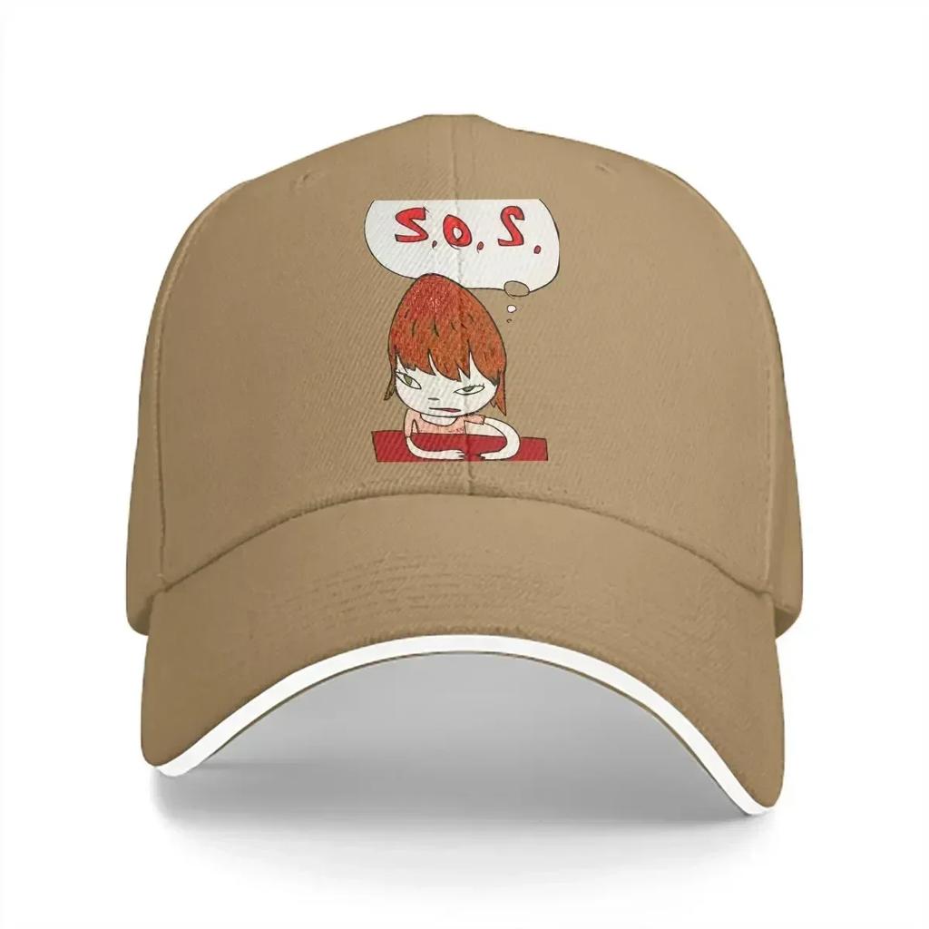 SOS Unisex Baseball Caps Peaked Cap Yoshitomo Nara Japanese Artist Sun Shade Hats for Unisex WoUnisex