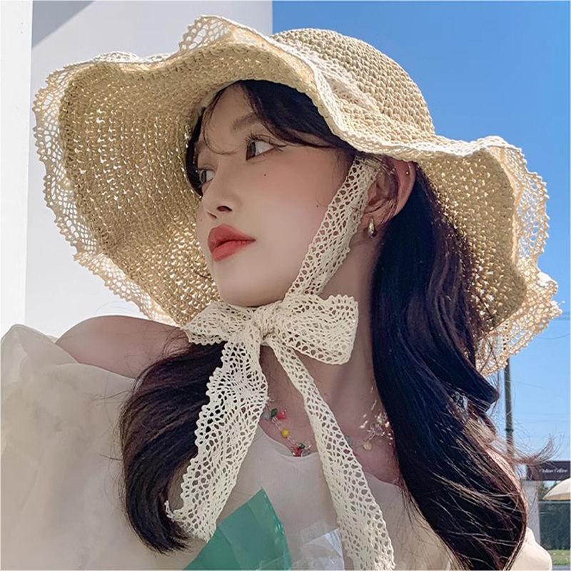 Girls Summer Thin Breathable Straw Bucket Hat Baby Chic Princess Sun Hat For Kids Outdoor Beach Protection