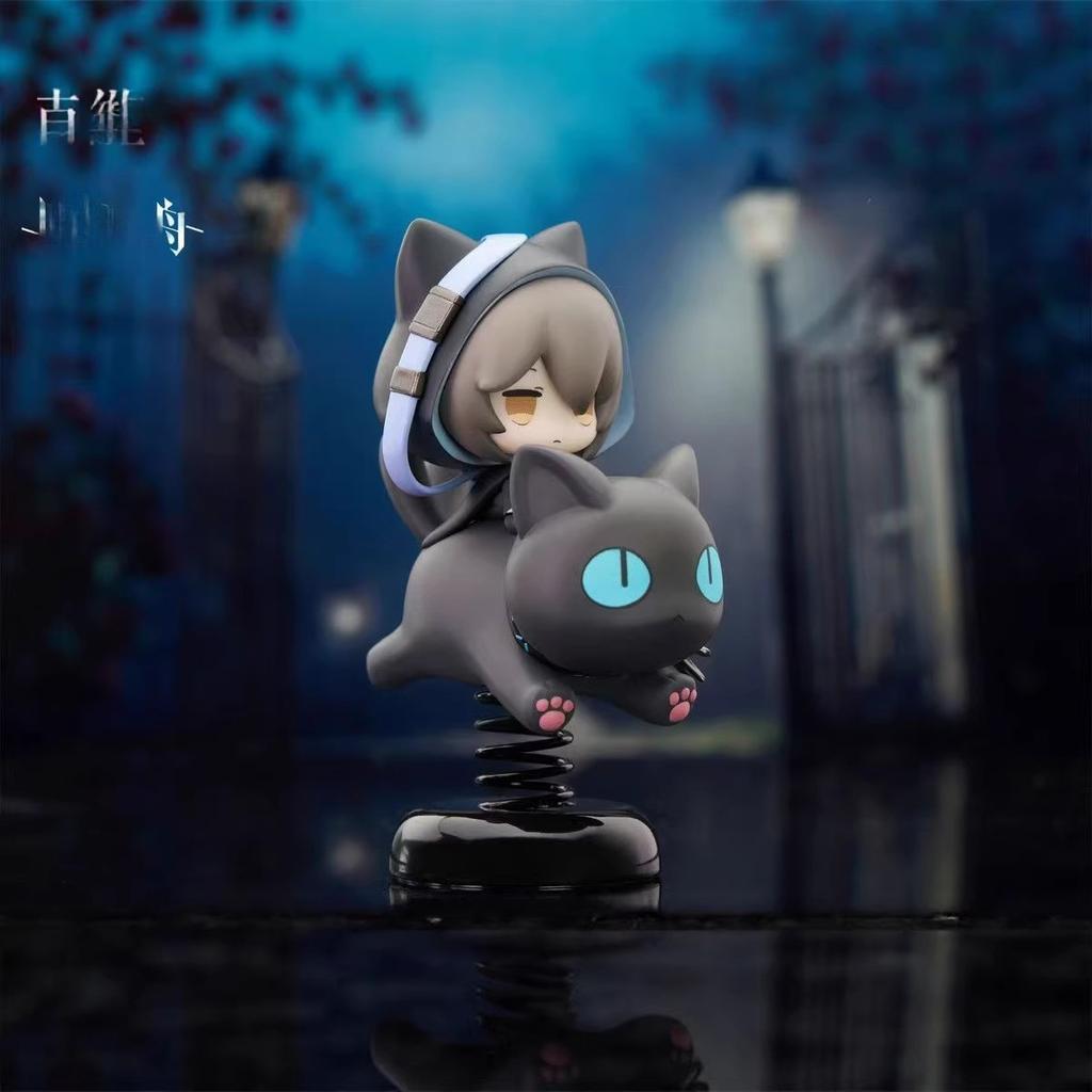 Anime Bobblehead Arknights Q Cute Cat Figure Car Dashboard Decor Desk Ornament Spring Base Game Character Car Interior Accessory