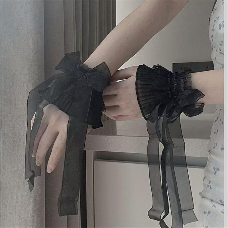 2PCS Elegant Lace Hand Sleeve Japanese Korean Style Wrist Cuffs For Cosplay And Photoshoot Comfortable Elastic Design