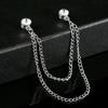Men Suit Pin Rhinestone Decor Double Chains Anti-slip Dress-up Polished Coat Collar Pin Coat Brooch Adult Clothes Hats Bags Jewelry