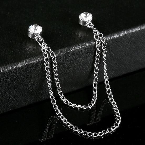 Pánský odznak Špendlík drahokamu Dekor Dvojité řetízky Protiskluzové Oblékání Leštěný kabát Límec Špendlík Kabát Brož Oblečení pro dospělé Klobouky Tašky Šperky