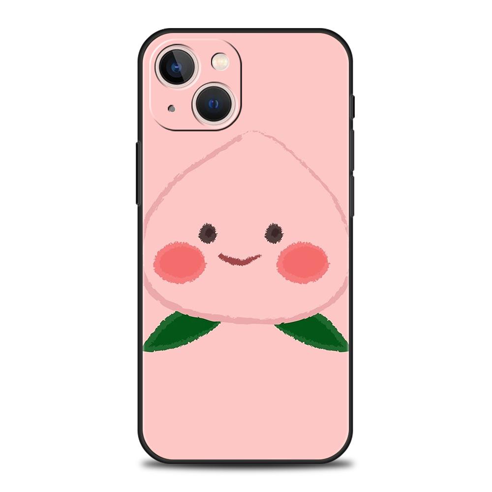 Cartoon Fruit Peach Phone Case Cover for iPhone 16 15 14 13 12 Pro Max 11 Pro Max 7 8 Plus XS XR Shockproof Soft TPU Shell Capas