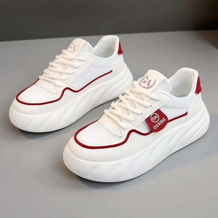 

Модные женские кроссовки, летняя сетчатая повседневная обувь для женщин, дышащие кроссовки, удобная мягкая подошва, женская спортивная обувь 2024 года, новинка 35 красный