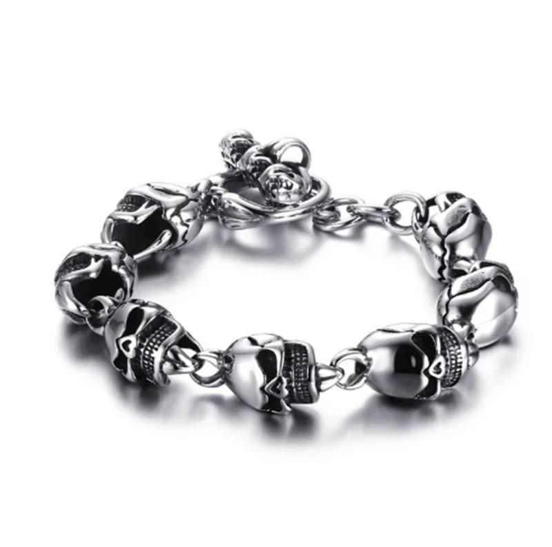 Lion head animal bracelet for men stainless steel braided chain wristband bracelet fashion hip hop jewelry