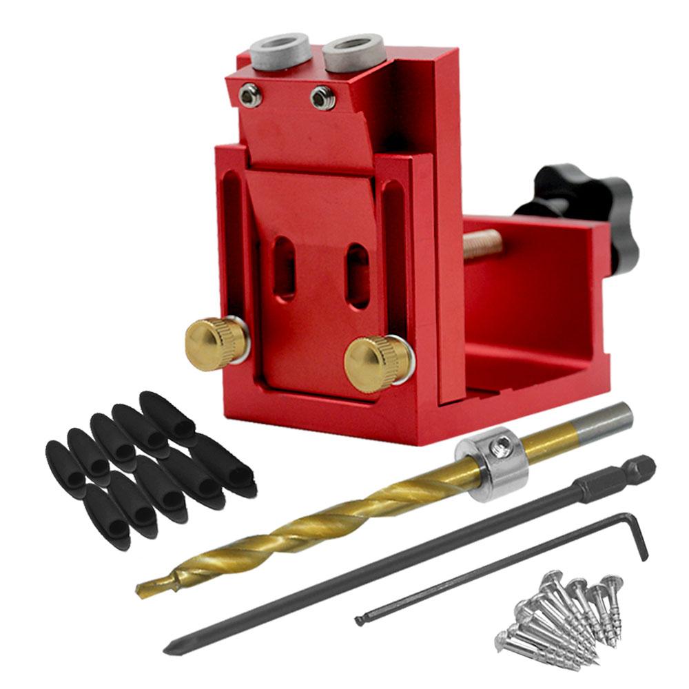 

Pocket Hole Jig,Two Hole Wood Jig System Kit with Drill Guide and Step Drill Bit and Wooden Plugs and Screws for Joinery Work