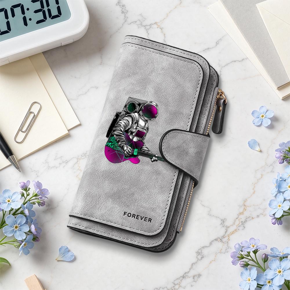 Stylish Astronaut Print Wallet Forever Leather Casual Multi Slot Purse