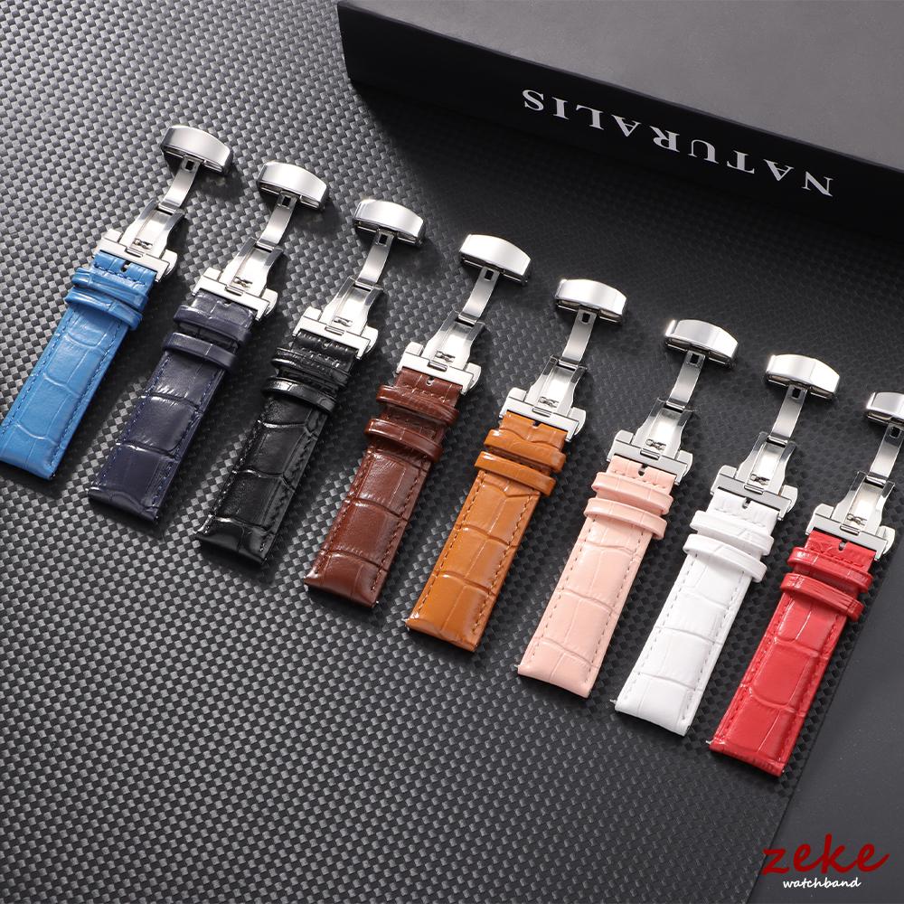 16mm 18mm 20mm 22mm Soft Cowhide Watchbands with Butterfly Clasp Strap Men Women Quick Release Replacement Wrist Belt Watch Band