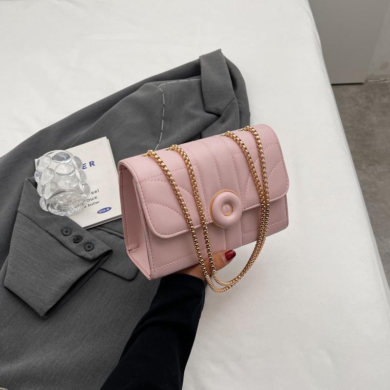Solid Color Autumn 2025 New Retro Simple Casual Chain Texture Crossbody Shoulder Small Square Women's Bag