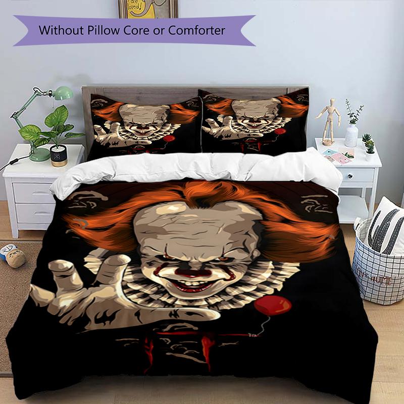 3pcs Pennywise1 Design Cover Set - HD Printed Bedding with 1 Cover and 2 Pillowcases - Perfect for Home and Dorm Decor