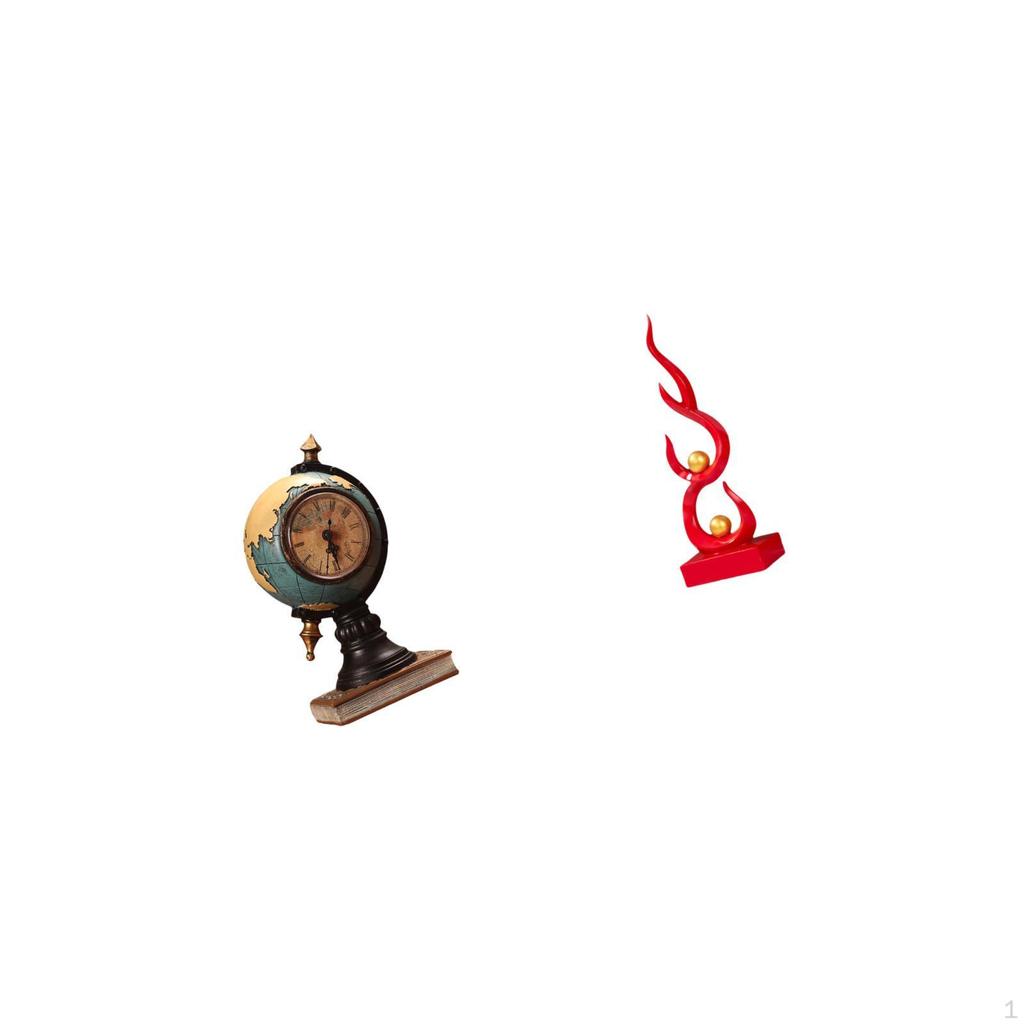 Fire Figurine Statue Table Clock Resin Flame Collectible Ornament Art Craft for Office Shelf Bedroom