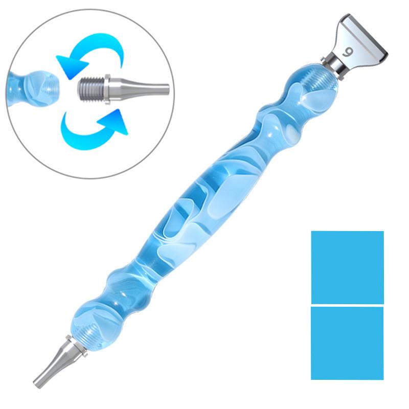 Swirl Resin Diamond Painting Pen Double-Ended Drill Pen with 2 Metal Tips Ergonomic Handle for 5D Diamond Art Craft