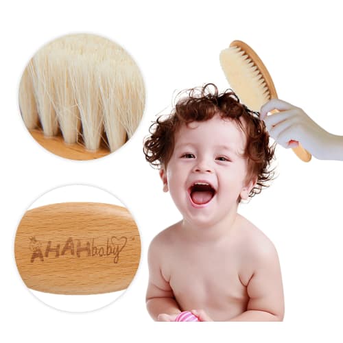 ZHILY Baby Hair Brush (Goat Hair) & Comb Set. A Soft Brush for Soft Hair. Gentle On the Scalp. Handle Hairbrush for Smooth, Manageable Hair. A Perfect