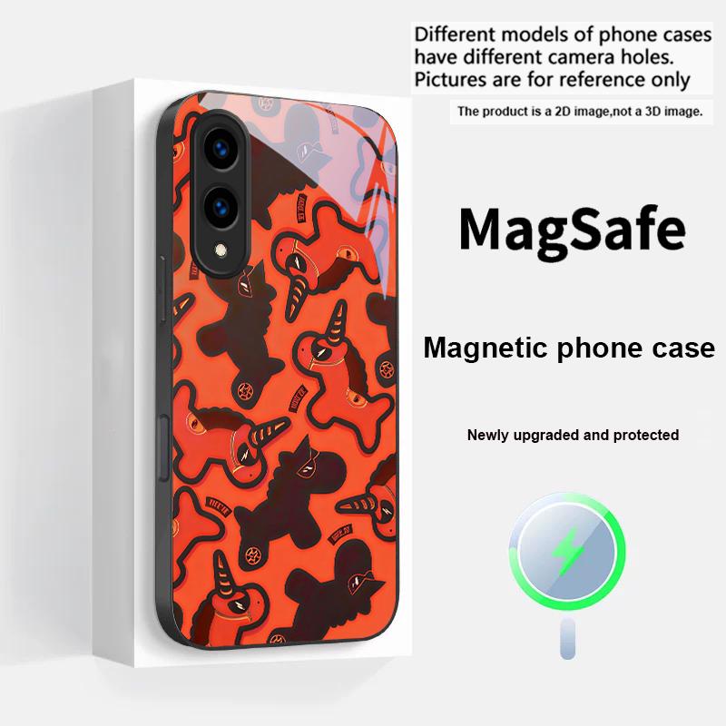 Unicorn cartoon wallpaper For Magsafe Samsung S25 S25 Edge S25Ultra S8 9 10 20 S21 Pro 22 Plus S23 FE S24 Ultra Glass Phone Case