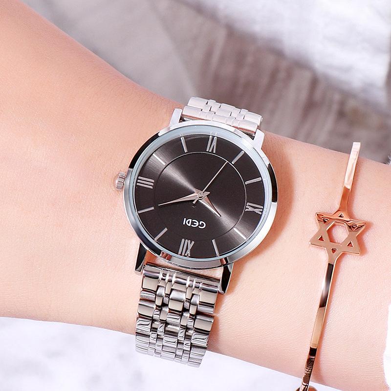 Stainless Steel Women'S Watch Simple Temperament Rose Gold Casual Versatile Waterproof Quartz Watch