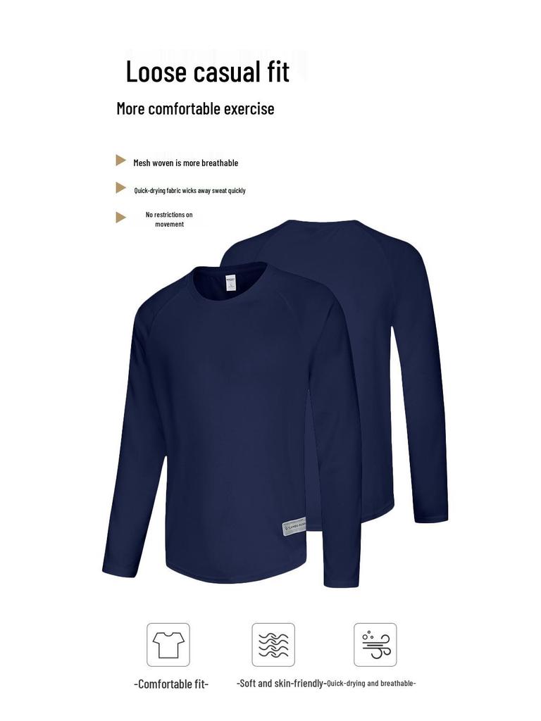 Men's Outdoor Quick-Dry Loose-Fit Long Sleeve Running Shirt - Plus Size, Sweat-Wicking, Marathon Team Uniform for Spring and Autumn Fitness